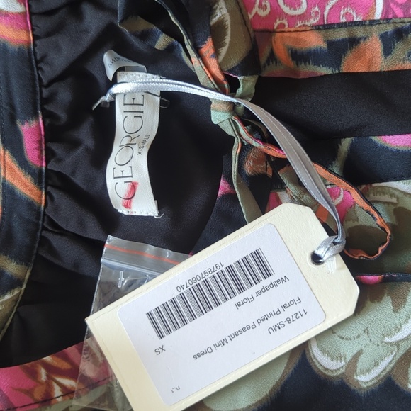 Georgie Floral Black and Pink Women's Dress - Picture 6 of 7